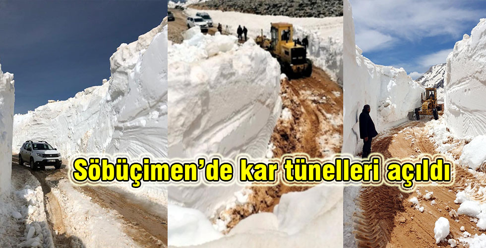 Söbüçimen’de kar tünelleri açıldı
