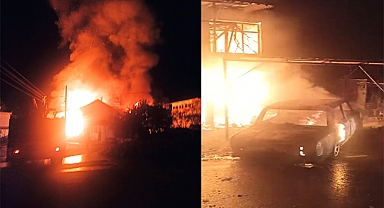 Alevlere teslim olan ev ve iki araç kül oldu